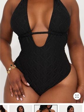 Plunge One-Piece Swimsuit in Black